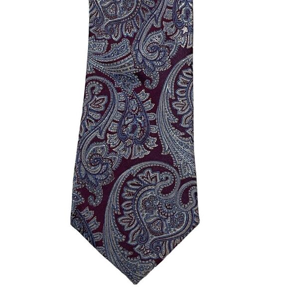 Joseph Abboud Extra Long Paisley Silk Tie - 63.25" Burgundy Blue & Red NEW - Picture 2 of 5